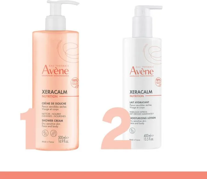 Avene Xeracalm Nutrition Душ крем за лице и тяло 500 мл + Avene Xeracalm Nutrition Хидратиращо мляко за лице и тяло 400 мл Комплект