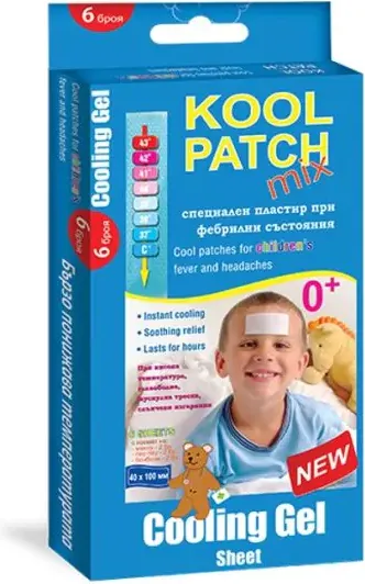 Kool Patch Mix Лепенка с гел срещу висока температура и главоболие за деца 0M+ 4см/10см 6 бр
