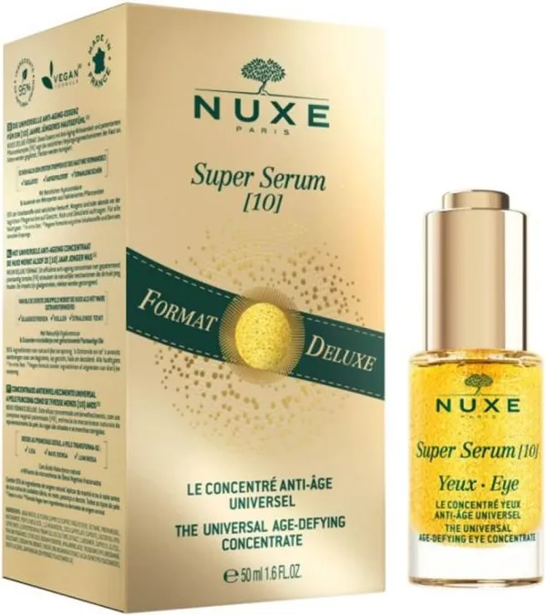 Nuxe Super Serum Универсален противостареещ серум за лице 50 мл + Подарък Nuxe Gold Super Serum Универсален противостареещ серум за околоочен контур 15 мл Комплект