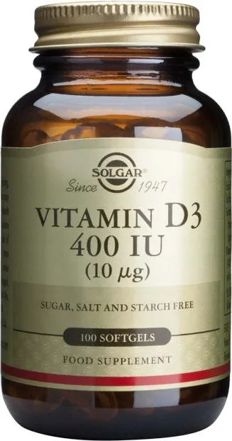 Solgar Vitamin D3 Витамин D3 за здрава костна система 400IU x100 капсули