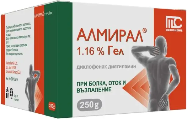 Алмирал 1,16% Гел При болка, оток и възпаление 250 гр Medochemie