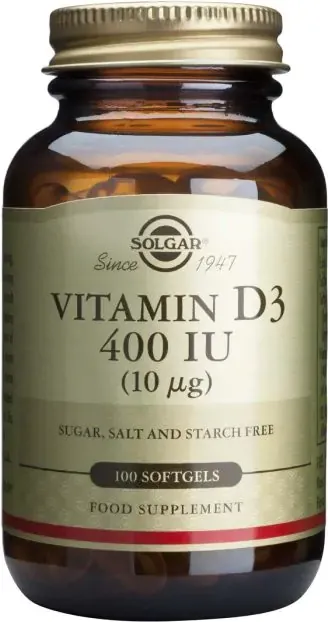 Solgar Vitamin D3 Витамин D3 за здрава костна система 400IU x100 капсули