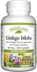 Natural Factors Ginkgo Biloba за памет и концентрация 60 мг х 120 капсули