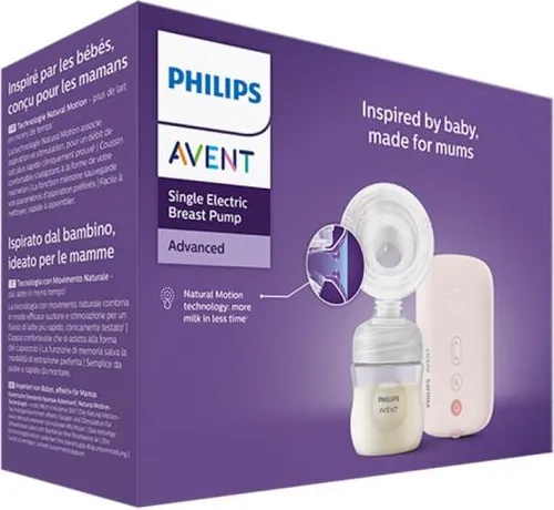 Електрическа помпа Philips Avent SCF395/31 Advance + Шише Philips Avent Natural Response 125 мл с биберон за новородено Natural Response 0 м+ Подплънки за гърди Комплект