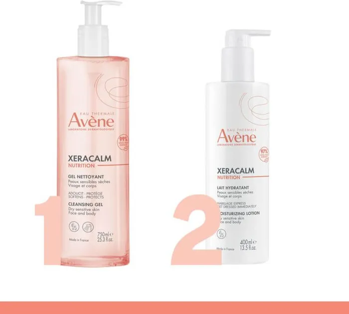 Avene Xeracalm Nutrition Душ крем за лице и тяло 750 мл + Avene Xeracalm Nutrition Хидратиращо мляко за лице и тяло 400 мл Комплект