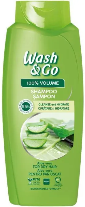 Wash & Go Aloe Vera Extract Шампоан за обем за суха коса с екстракт от алое вера 675 мл