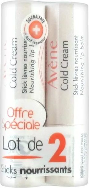 Avene Cold Cream Nutrition Подхранващ стик за чувствителни устни 2 x 4 гр Комплект