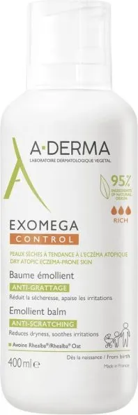 A-Derma Exomega Control Емолиентен балсам за суха и атопична кожа 400 мл