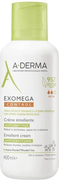 A-Derma Exomega Control Емолиентен крем за суха и атопична кожа 400 мл