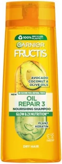 Garnier Fructis Oil Repair 3 Подхранващ шампоан за суха коса с комплекс от 3 масла и кератин 250 мл