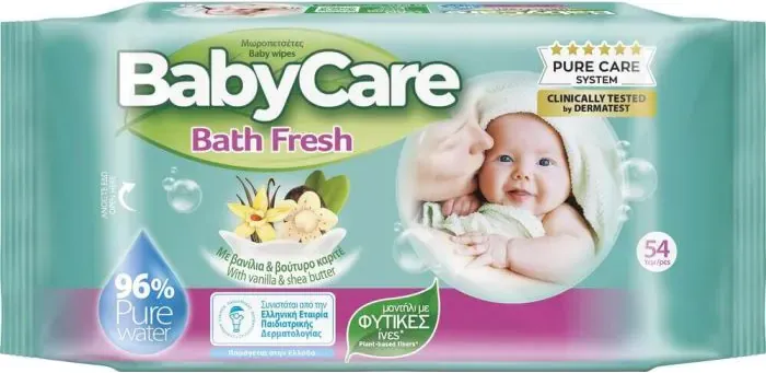 Baby Care Fresh Бебешки мокри кърпи с ванилия и масло от ший 54 бр