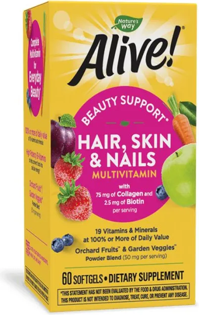 Nature's Way Alive Hair Skin Nails Алайв мултивитамини за коса, кожа и нокти х60 софтгел капсули