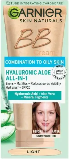 Garnier Skin Naturals Hyaluronic Aloe BB Крем за комбинирана до мазна кожа със светъл нюанс SPF25 50 мл
