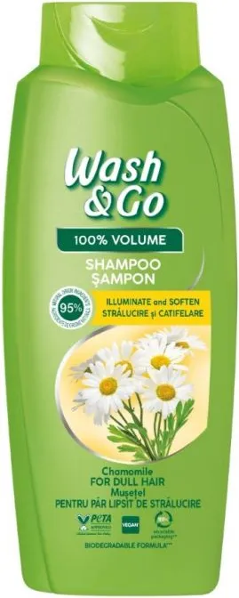 Wash & Go Chamomile Extract Шампоан за коса за блясък и обем с екстракт от лайка 675 мл