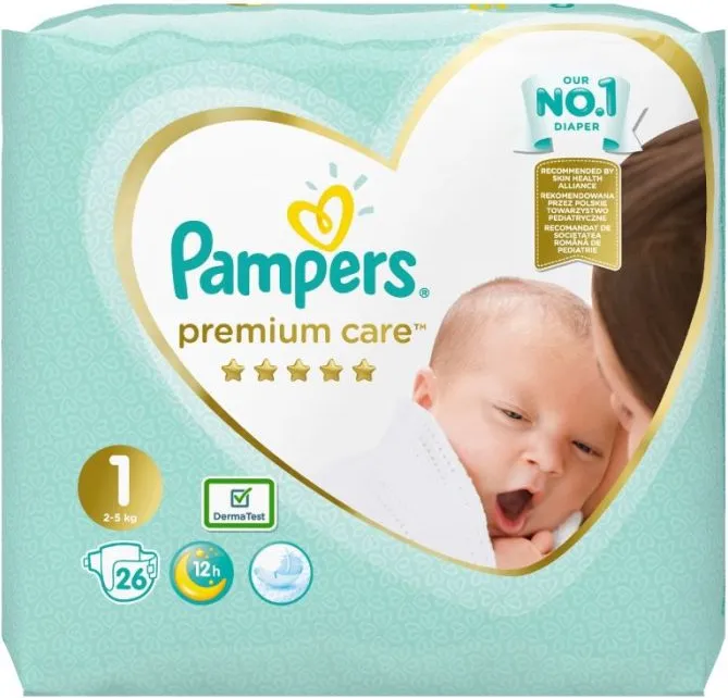 Пелени Papmpers Premium Care Размер 1 New born 26 бр