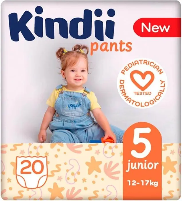 Kindii 5 Junior Бебешки пелени тип гащички за деца 12-17 кг x 20 бр