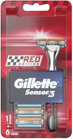 Gillette Sensor 3 Red Самобръсначка с резервни ножчета x6 бр