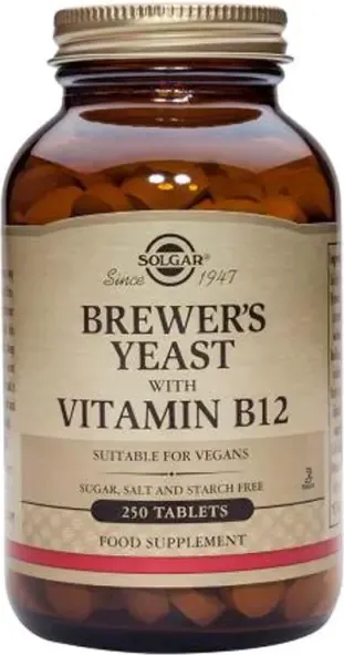 Solgar Brewer's Yeast with Vitamin B12 Бирена мая с Витамин В12 х250 таблетки