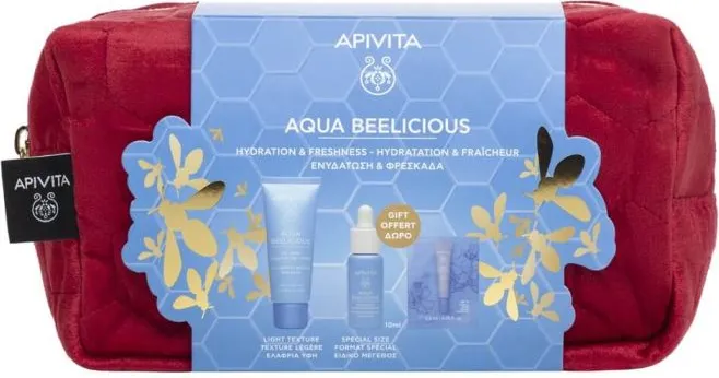 Apivita Aqua Beelicious Хидратиращ гел-крем с лека текстура 40 мл + Подарък: Освежаващ хидратиращ бустер 15 мл + Охлаждащ хидратиращ гел-крем за околоочния контур 1.5 мл Комплект