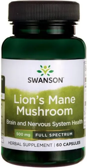 Swanson Lion's Мane Мushroom Гъба Лъвска грива 500 мг х 60 капсули