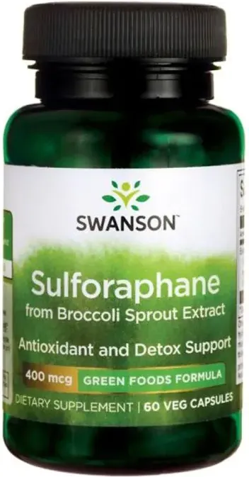 Swanson Sulforaphane from Broccoli Sprout Extract Сулфорафан екстракт от кълнове на броколи 400 мкг х60 капсули