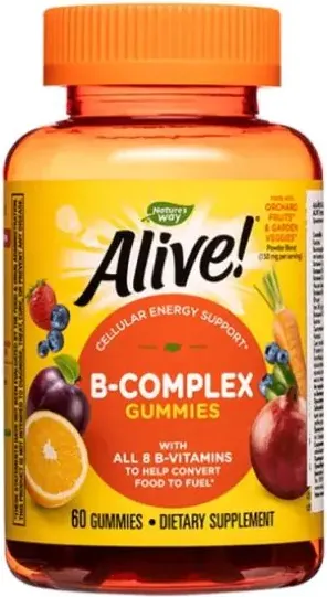 Nature's Way Alive B-Complex Gummies в подкрепа на клетъчната енергия 60 желирани таблетки