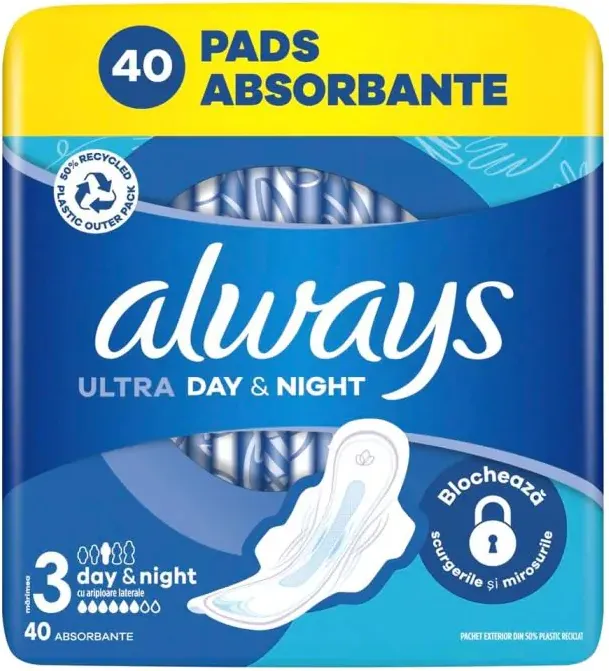 Always Ultra Day & Night Дамски превръзки x 40 бр, размер 3