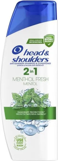 Head & Shoulders 2in1 Menthol Освежаващ шампоан с балсам против пърхот с ментол 330 мл