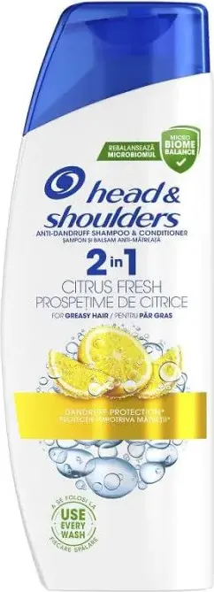 Head & Shoulders 2in1 Citrus Fresh Шампоан с балсам против пърхот за мазна коса 330 мл