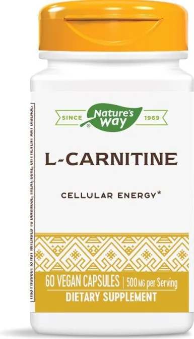 Nature's Way L-Carnitine за увеличаване физическата и умствената енергия 500 мг 60 капсули