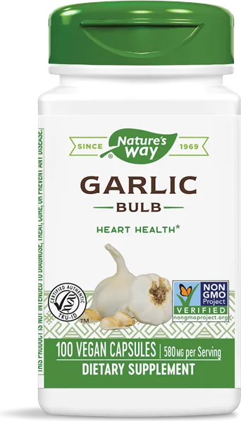 Nature's Way Garlic Bulb Луковица от чесън за здраво сърце и силен имунитет 580 мг х100 V капсули