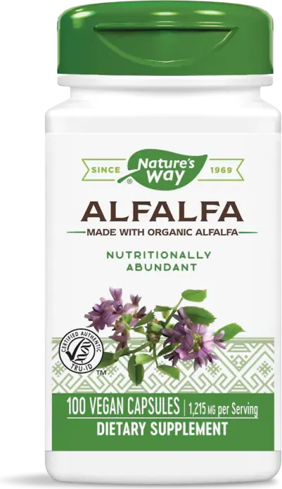 Nature's Way Alfalfa Люцерна при менопауза, ПМС и задържане на течности 405 мг х100 V капсули