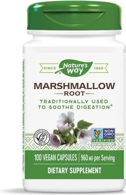 Nature’s Way Marshmallow Root Бяла Ружа за здрава дихателна и храносмилателна система 480 мг х100 V капсули