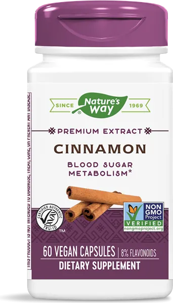 Nature's Way Cinnamon Канела за регулиране нивата на кръвната захар 500 мг х60 V капсули