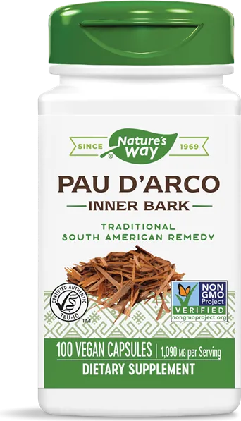 Nature's Way Pau D`Arco Inner Bark Кора от Мравчено дърво за пълна подкрепа на имунната система 545 мг х100 V капсули