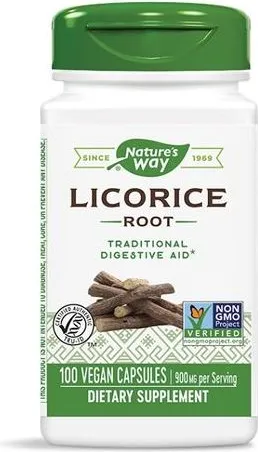 Nature's Way Licorice Root Корен от Женско биле за добро храносмилане 450 мг х100 V капсули