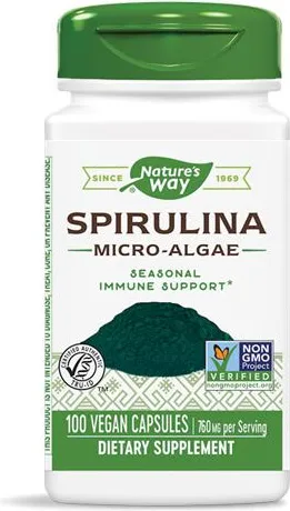 Nature's Way Spirulina Micro Algae при слаб имунитет и умора 380 мг х100 капсули