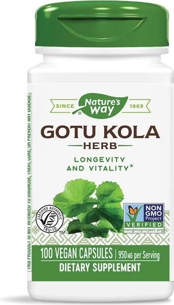 Nature's Way Gotu Kola Herb Азиатска центела за жизненост и дълголетие 475 мг х 100 V капсули