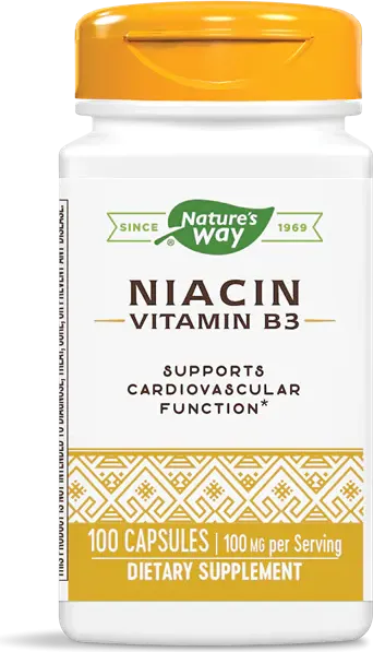 Nature's Way Niacin Витамин B3 при високи нива на холестерола и триглицеридите 100 мг х100 капсули