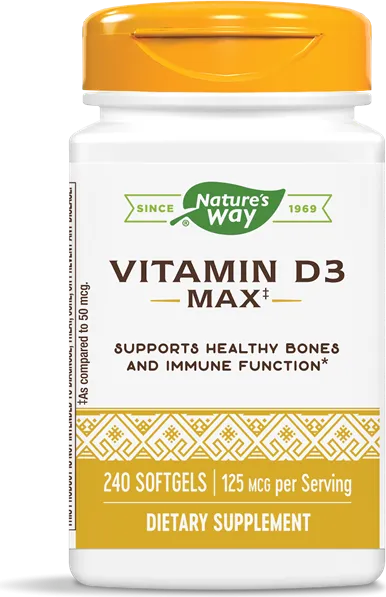 Nature's Way Vitamin D3 Max Витамин D3 за здрави кости и зъби 5000 IU х 240 софтгел капсули