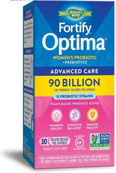 Nature's Way Fortify Optima Women’s Пробиотик и пребиотици за жени 90 милиарда активни пробиотици х 30 капсули със забавено освобождаване