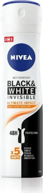 Nivea Black & White Invisible Ultimate Impact Дезодорант спрей против изпотяване за жени 150 мл