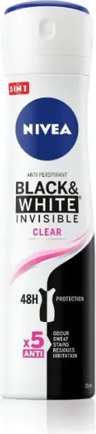 Nivea Black & White Invisible Clear Дезодорант спрей против изпотяване за жени 150 мл