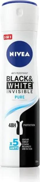 Nivea Black & White Invisible Pure Дезодорант спрей против изпотяване за жени 150 мл