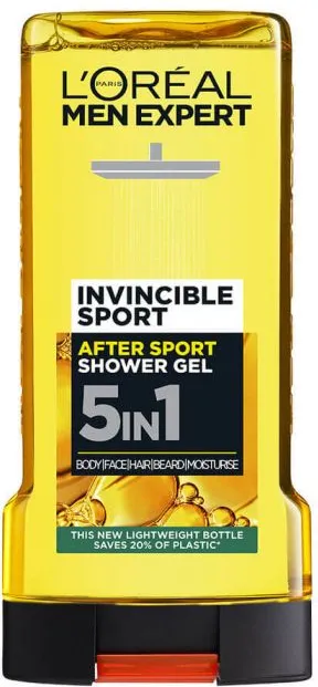 L’Oreal Men Expert Invincible Sport Ревитализиращ душ-гел за тяло и коса за мъже 5в1 300 мл