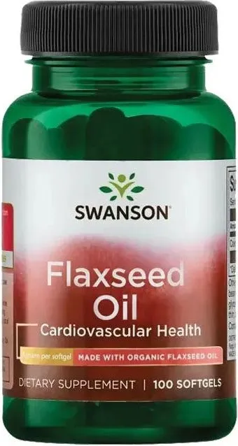 Swanson Organic Flaxseed Oil Био ленено масло 1000 мг х 100 капсули