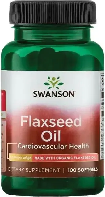 Swanson Organic Flaxseed Oil Био ленено масло 1000 мг х 100 капсули