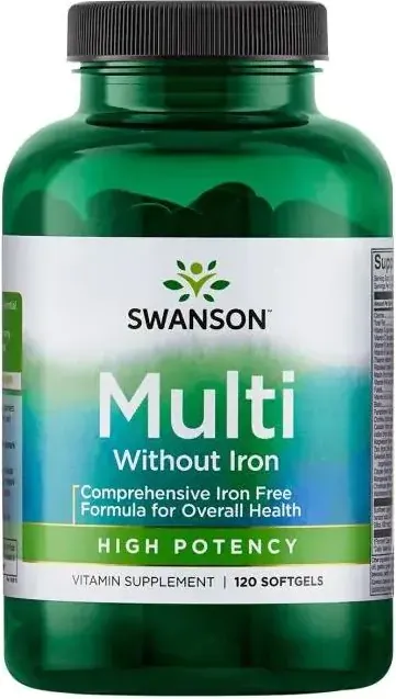 Swanson Multi without Iron - High Potency Високоефективни Мултивитамини без желязо х 120 софтгел капсули