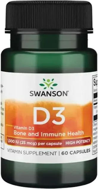 Swanson Vitamin D3 Витамин D3 1000 IU 25 мкг х60 капсули