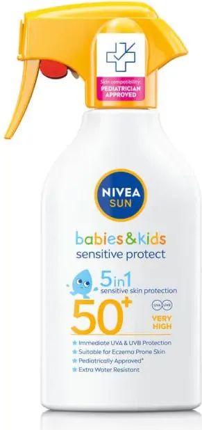 Nivea Sun Babies & Kids Sensitive Protect Детски слънцезащитен спрей за чувствителна кожа SPF50+ 270 мл